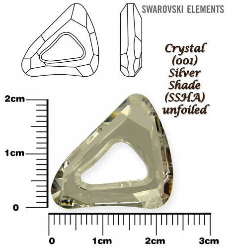 SWAROVSKI ELEMENTS Organic Cosmic Triangle 4736 barva CRYSTAL (001) SILVER SHADE (SSHA) velikost 20mm.