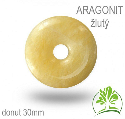 Kámen ARAGONIT Žlutý donut-o pr. 30mm tl.4,5mm.
