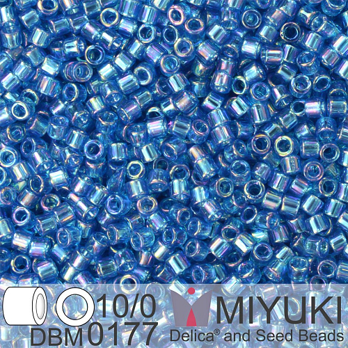 Korálky Miyuki Delica 10/0. Barva Tr Capri Blue AB DBM0177. Balení 5g.
