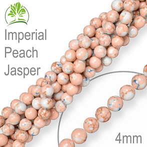 Korálky z minerálů Imperial Peach Jasper přírodní polodrahokam. Velikost pr.4mm. Balení 18Ks.