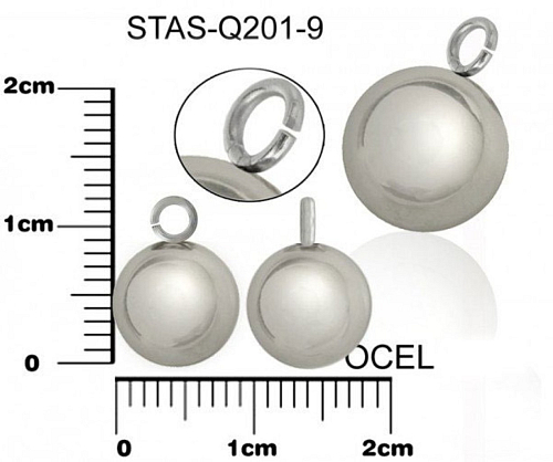 Koncovka otevřené očko Chirurgická ocel ozn.-STAS-Q201-9. velikost pr.9mm