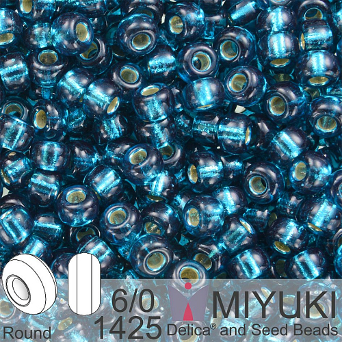 Korálky Miyuki Round 6/0. Barva 1425 Dyed S/L Blue Zircon. Balení 5g