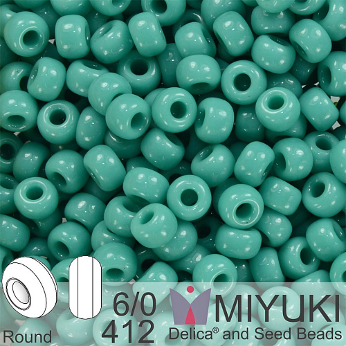 Korálky Miyuki Round 6/0. Barva 412 Op Turquoise Green. Balení 5g
