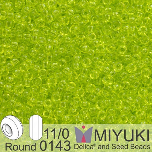 Korálky Miyuki Round 11/0. Barva 0143 Tr Chartreuse. Balení 5g