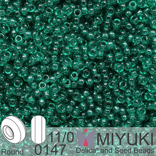 Korálky Miyuki Round 11/0. Barva 0147 Tr Emerald . Balení 5g.