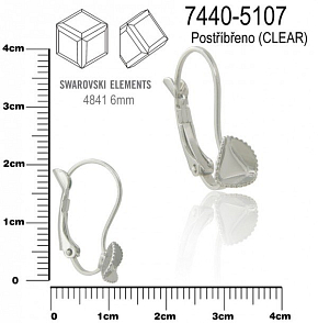 Náušnice na komponenty SWAROVSKI 4841 6mm. Ozn.7440-5107 . Barva stříbrná