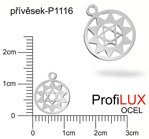 Přívěsek Chirurgická Ocel ozn-P1116 Medailon čakra SRDCE velikost pr.11mm tl.1.2mm. Řada přívěsků ProfiLUX