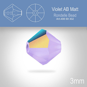 PRECIOSA Bicone (sluníčko) velikost 3mm. Barva VIOLET AB MATT. Balení 40ks