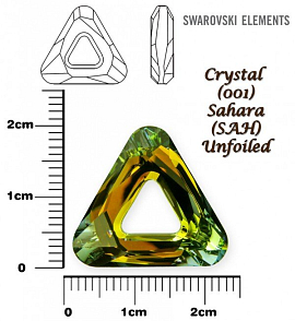 SWAROVSKI ELEMENTS Cosmic Triangle 4737 barva CRYSTAL (001) SAHARA (SAH) velikost 20mm. 