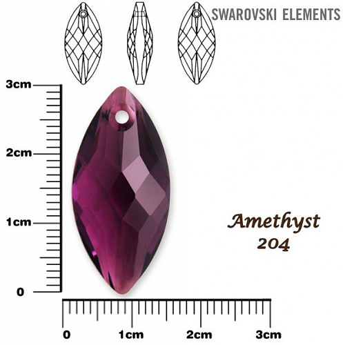 SWAROVSKI Navette Pendant barva  AMETHYST velikost 30x14mm.