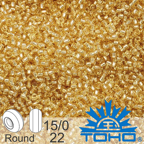 Korálky TOHO tvar ROUND (kulaté). Velikost 15/0. Barva č. 22-Silver-Lined Lt.Topaz. Balení 5g.