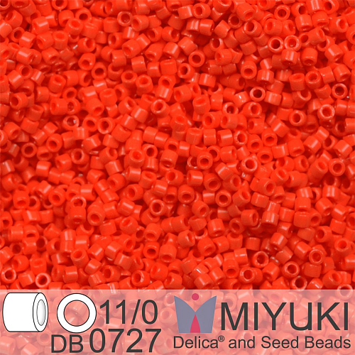 Korálky Miyuki Delica 11/0. Barva Opaque Vermillion Red DB0727. Balení 5g