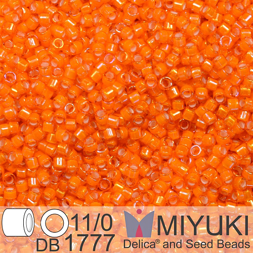 Korálky Miyuki Delica 11/0. Barva White Lined Orange AB DB1777. Balení 5g