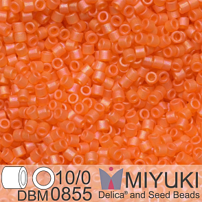Korálky Miyuki Delica 10/0. Barva Matte Transparent Orange AB DBM0855. Balení 5g.