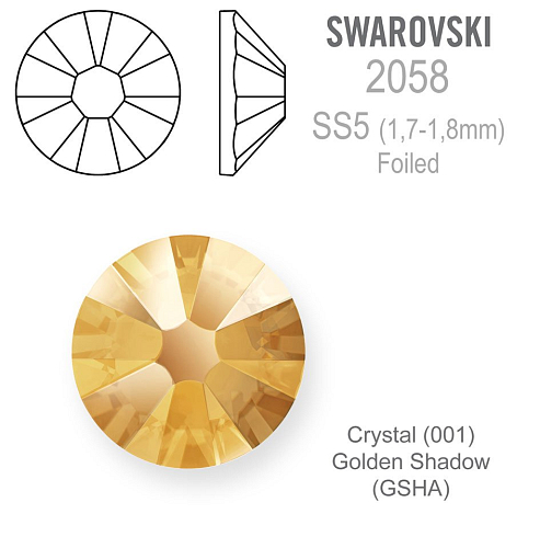 SWAROVSKI 2058 XILION FOILED velikost SS5 barva GOLDEN SHADOW