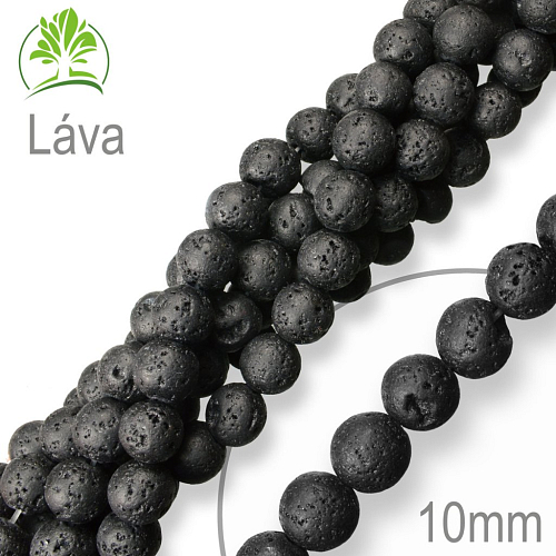 Korálky z minerálů Láva přírodní polodrahokam. Velikost pr.10mm. Balení 8Ks.