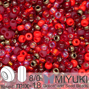 Korálky Miyuki Round 8/0. Barva MIX 18 Mix - Magma. Balení 5g