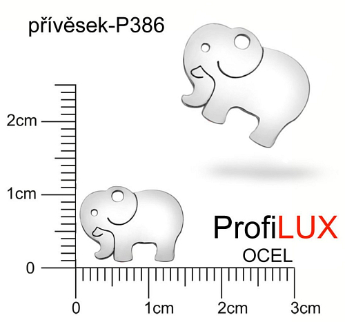 Přívěsek Chirurgická Ocel ozn-P386 SLON velikost 14x11mm tl.1.1mm. Řada přívěsků ProfiLUX. 