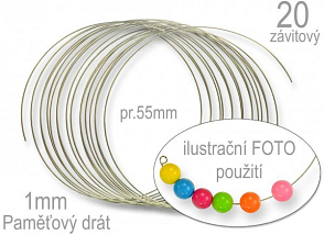 PAMĚŤOVÝ DRÁT 20-závitový průměr 55mm. Síla drátu 1,00mm