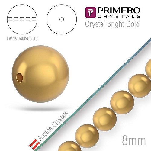 Korálky PRIMERO Crystals 5810. Barva Crystal Bright Gold. Velikost 8mm