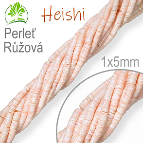 Korálky Heishi RONDELKA  přírodní Perleť Růžová. Velikost pr.1x5mm. Balení cca.120Ks (15cm).
