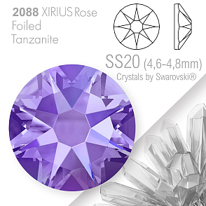 SWAROVSKI  XIRIUS Rose 2088 Foiled. Barva Tanzanite velikost SS20 (4,6-4,8mm). Balení 15Ks.