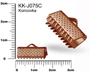 Koncovka zubatá  KK-J075C. Barva pokov staroměděná velikost 16x8mm.