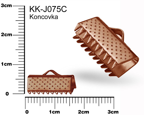 Koncovka zubatá  KK-J075C. Barva pokov staroměděná velikost 16x8mm.