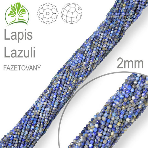 Korálky z minerálů Lapis Lazuli Fazetovaný přírodní polodrahokam. Velikost pr.2mm. Balení 150Ks.