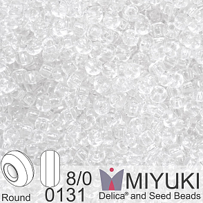 Korálky Miyuki Round 8/0. Barva 0131 Crystal. Balení 5g