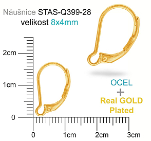 Náušnice MECHANICKÁ OCEL ozn.-STAS-Q399-28. velikost 17x10,5mm. Barva GOLD Plated.