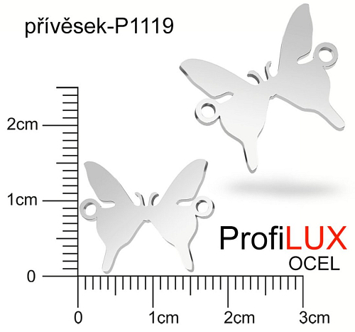 Přívěsek Chirurgická Ocel ozn-P1119 MOTÝL 2x otvor velikost 18x15mm tl.1.2mm. Řada přívěsků ProfiLUX