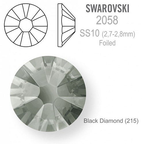 SWAROVSKI 2058 XILION Rose FOILED velikost SS10 barva Black Diamond 