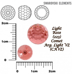 SWAROVSKI ELEMENTS 4869 Disco Ball (kulička) barva LIGHT ROSE (223) COMET ARG. LIGHT VZ (CAVZ) velikost 8mm.