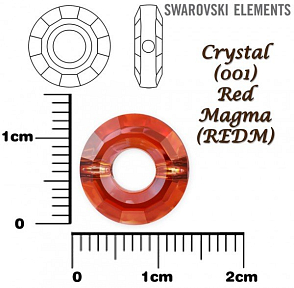 SWAROVSKI ELEMENTS RING BEAD 5139 barva CRYSTAL (001) RED MAGMA (REDM) velikost 12,5mm.