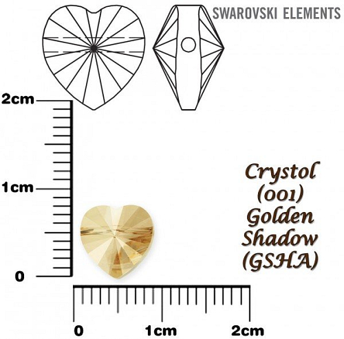 SWAROVSKI KORÁLKY Heart Bead barva CRYSTAL GOLDEN SHADOW velikost 8mm. Balení 3Ks.