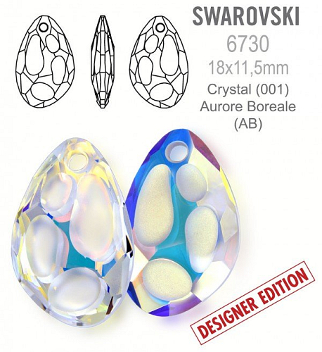 Swarovski 6730 Radiolarian Pendant PF velikost 18x11,5mm. Barva Crystal Aurore Boreale 