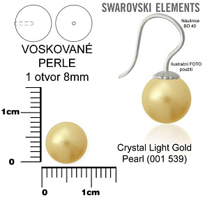 SWAROVSKI 5818 Voskované Perle 1otvor barva 539 CRYSTAL LIGHT GOLD PEARL velikost 8mm.