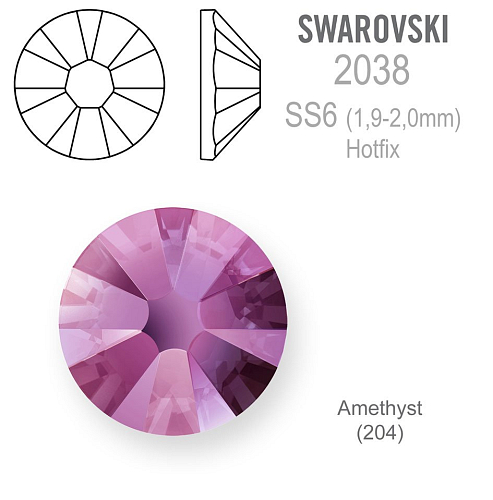SWAROVSKI xilion rose HOT-FIX velikost SS6 barva AMETHYST