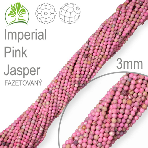 Korálky z minerálů Imperial Pink Jasper Fazetovaný polodrahokam. Velikost pr.3mm. Balení 130Ks. 