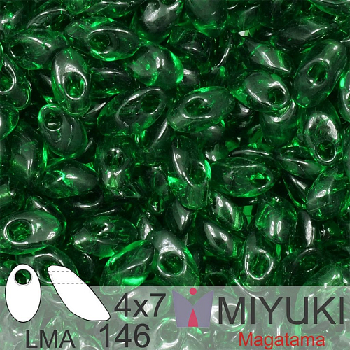 Korálky MIYUKI tvar Long MAGATAMA velikost 4x7mm. Barva LMA-146   Transparent Green. Balení 5g.
