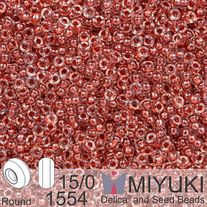 Korálky Miyuki Round 15/0. Barva 1554 Spkl Cranberry Lined Crystal.  Balení 5g
