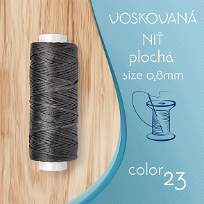 Voskovaná nit 0,8mm PLOCHÁ cívka 30m barva č.23 Black Coffee