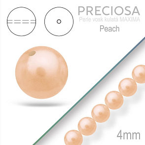 PRECIOSA Voskované Perle barva PEACH 98998 velikost 4mm. Balení návlek 31Ks. 