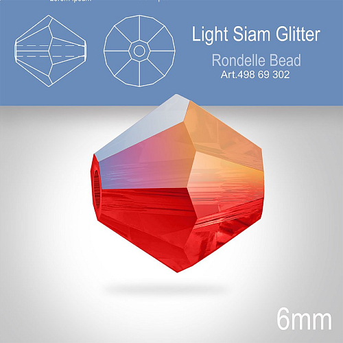 PRECIOSA Bicone MC BEAD (sluníčko) velikost 6mm. Barva LIGHT SIAM GLITTER. Balení 18ks .