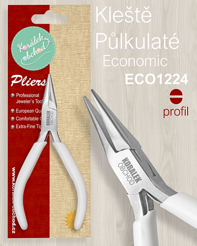 Kleště bižuterní PŮLKULATÉ Ozn. ECO1224 Economic velikost kleští 130x50mm