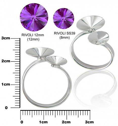 Prsten na RIVOLKY dvojitý  pr.12mm a 8mm. Barva stříbrná.
