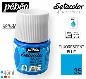 Barva na Textil SETACOLOR Fluorescent  Pebeo. barva č. 35 BLUE. Balení 45ml. 