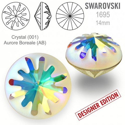 Swarovski 1695 Sea Urchin Round Stone PF velikost 14mm. Barva Crystal (001) Aurore Boreale (AB).