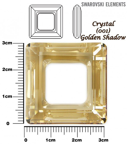 SWAROVSKI ELEMENTS Square Ring barva CRYSTAL (001) GOLDEN SHADOW (GSHA) velikost 30x30mm.
